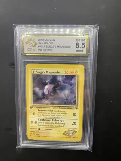 Pokemon - 1st edition Lt. Surge's Magnemite - 50/132 Gym Heroes CGA 8.5 - Image 1