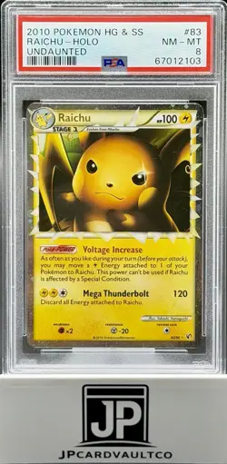 Pokemon TCG PSA 8 2010 Raichu 83/90 Undaunted Heartgold & Soulsilver - Image 1