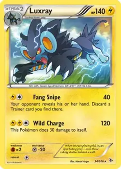 Pokemon - Luxray - 34/106 - Rare - XY - Flashfire - NM - Image 1