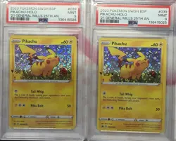 2020 Pokemon SWSH BSP General Mills 25th Anniversary #39 Pikachu Holo PSA 9-X2 C - Image 1