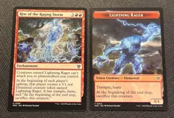 RITE OF THE RAGING STORM + LIGHTNING RAGER TOKEN - MTG - MKC - COMMANDER - NM - Image 1