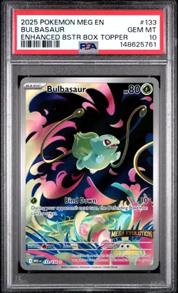 PSA 10 2025 POKEMON MEGA EVOLUTION 133 BULBASAUR ENHANCED TOPPER PROMO - Image 1