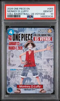 2026 ONE PIECE PROMOS COLLEGE BASKETBALL : US VOYAGE MONKEY D. LUFFY PSA 10 - Image 1
