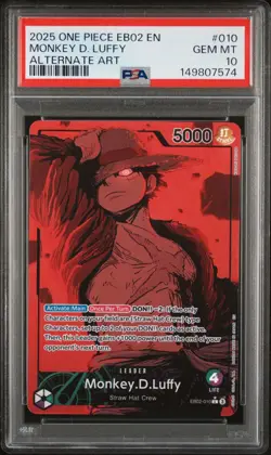 PSA 10 2025 ONE PIECE EB02 EXTRA BOOSTER ANIME 25TH 010 MONKEY D. LUFFY ALT ART - Image 1