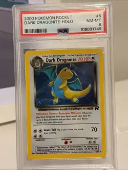 2000 POKEMON ROCKET #5 DARK DRAGONITE-HOLO PSA 8 - Image 1