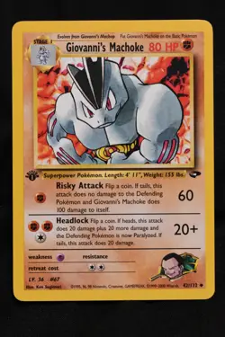Giovanni's Machoke 1st Edition 42/132 LP Gym Challenge Regular Uncommon Pokemon - Image 1