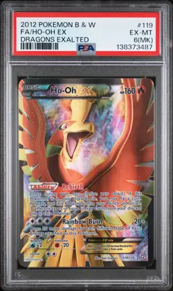 2012 POKEMON B&W DRAGONS EXALTED #119 FULL ART/HO-OH EX PSA 6 MK - Image 1