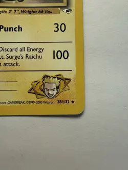 1st Edition Lt. Surge’s Raichu 28/132 Gym Heroes Rare – Clean Front LP Pokemon - Image 5