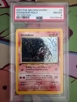 2001 POKEMON NEO DISCOVERY 1ST ED #5 HOUNDOUR-HOLO PSA 8 - Image 1