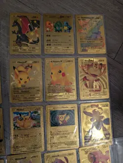 Gold Foil Pokemon Card GX Vmax V Cosplay Fan Art Cards Pikachu, Charizard Lot - Image 3
