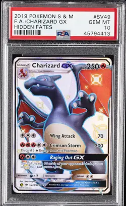 2019 POKEMON SUN & MOON HIDDEN FATES #SV49 FULL ART/CHARIZARD GX PSA 10 - Image 1