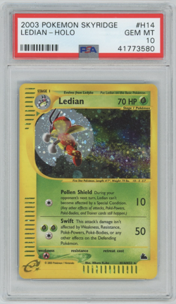2003 POKEMON SKYRIDGE #H14 LEDIAN HOLO PSA 10 w/ SWIRL - Image 1
