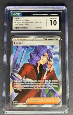 Pokemon Lucian 208/167 Twilight Masquerade Holo Ultra Rare 2024 CGC 10 Gem Mint - Image 1