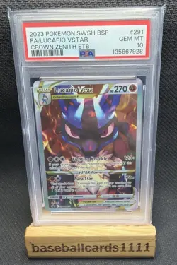 PSA 10 🔥 LUCARIO VSTAR #291 ETB 2023 POKEMON SWSH BLACK STAR PROMO FULL ART P2 - Image 1