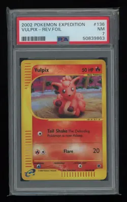 POKEMON Expedition VULPIX 136/165 Common REVERSE HOLO PSA 7 NM Vintage WOTC - Image 1