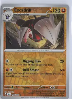Pokemon TCG #109 /191 Excadrill Common Reverse Holo Surging Sparks - Image 1