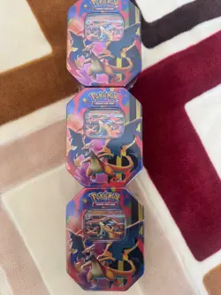 Pokemon TCG Mega Evolution - Mega Charizard Y EX Tin (x3) BRAND NEW/SEALED - Image 1
