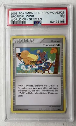 Tropical Wind German DP25 PSA 7 Worlds 2008 Promo Pokemon Trophy Card Tropenwind - Image 3