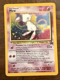 Pokemon Mew #9 Black Star Promo Holo Vintage TCG Card *Double SWIRL* LP - Image 1
