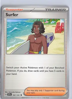 Pokemon TCG #187 /191 Surfer Uncommon Surging Sparks - Image 1