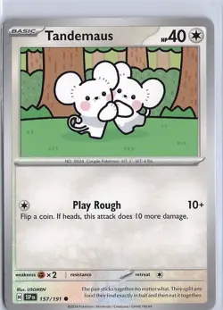 Pokemon TCG #157 /191 Tandemaus Common Surging Sparks - Image 1