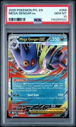 2025 POKEMON PFL EN-PHANTASMAL FLAMES #056 MEGA GENGAR EX PSA 10 - Image 1
