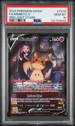 2022 POKEMON SWORD & SHIELD BRILLIANT STARS #TG16 FULL ART/MIMIKYU V PSA 10 - Image 1