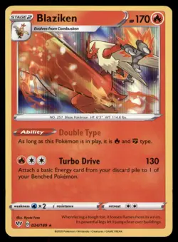 Blaziken 024/189 Holo Rare Darkness Ablaze Pokemon TCG NM - Image 1
