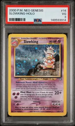 2000 POKEMON NEO GENESIS #14 SLOWKING-HOLO PSA 3 - Image 1