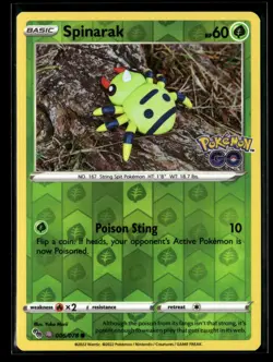 Spinarak 006/078 Peelable Ditto Pokemon GO Pokemon Reverse Holo NM/M - Image 1