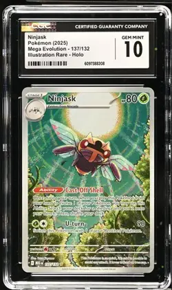 2025 Pokemon Ninjask Illustration Rare Holo Card #137/132 Mega Evolution CGC 10 - Image 1