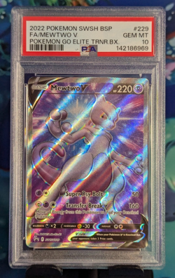 Pokemon 2022 Mewtwo V #SWSH229 Pokemon Go Black Star Promo - GEM MINT PSA 10 - Image 1