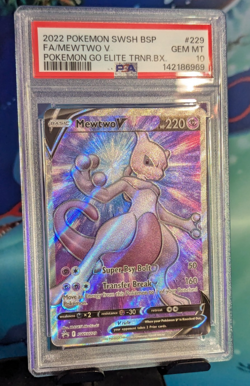 Pokemon 2022 Mewtwo V #SWSH229 Pokemon Go Black Star Promo - GEM MINT PSA 10 - Image 2