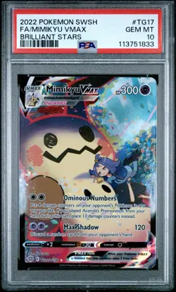 2022 POKEMON SWORD & SHIELD BRILLIANT STARS #TG17 FULL ART/MIMIKYU VMAX PSA 10 - Image 1