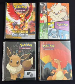 Pokemon Ultra PRO 4 Pocket Binders x4: Ho-Oh/Lugia, Arcanine, Charizard, Eevee - Image 1