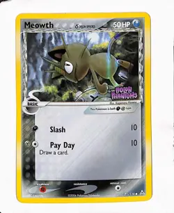 Pokemon TCG Holon Phantoms Meowth 71/110 Delta Species Reverse Holo (Stamped) - Image 1