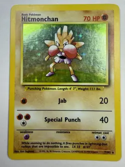Hitmonchan Holo 7/102 Base Set Pokemon Card WOTC Vintage - Image 1