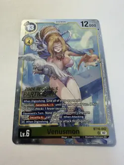 Digimon Card Game Venusmon BT10-042 2024 Regionals Participant - Image 2