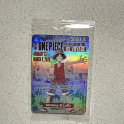 Bandai Namco Monkey D. Luffy Full Art Holo Promo US Voyage One Piece CCG Card - Image 1