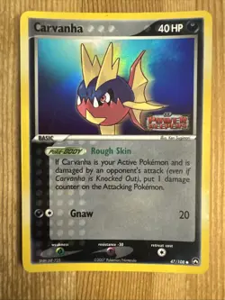 Carvanha 47/108 Reverse Holo Foil Stamped Pokemon EX Power Keepers Card DMG - Image 1