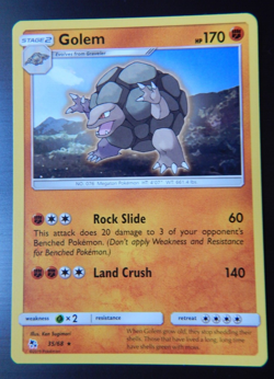POKEMON HIDDEN FATES RARE GOLEM 2019 TRADING CARD 35/68 - Image 1