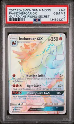 2017 POKEMON SUN & MOON GUARDIANS RISING SECRET FULL ART/INCINEROAR GX PSA 10 - Image 1