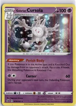 Galarian Cursola 079/192 Holo Sword Shield Rebel Clash Pokemon TCG - Image 1