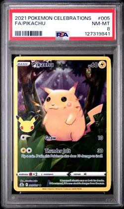 2021 POKEMON CELEBRATIONS #005 FULL ART/PIKACHU PSA 8 - Image 1