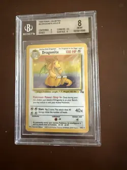 Pokemon Dragonite Fossil Holo Rare Card #4 BGS 8 - Image 1