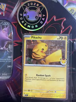 Pikachu 051/162 Holo Stamped Pokemon Day 2026 Promo Pokemon Card W/coin - Image 1
