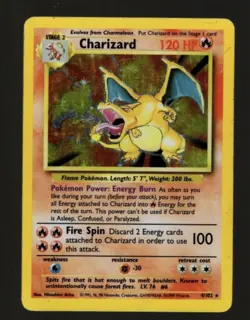 Charizard 4/102 Base Set Holo Rare 120 HP Stage 2 Pokemon Card WOTC 1999 English - Image 1