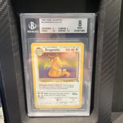 1999 POKEMON FOSSIL DRAGONITE HOLO R #4/62 BGS 8 NM-MT Beckett - Image 1