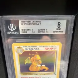 1999 POKEMON FOSSIL DRAGONITE HOLO R #4/62 BGS 8 NM-MT Beckett - Image 3