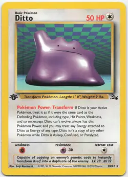 Ditto 18/62 Rare Fossil Pokemon 1st Edition Lightly Played - Image 1